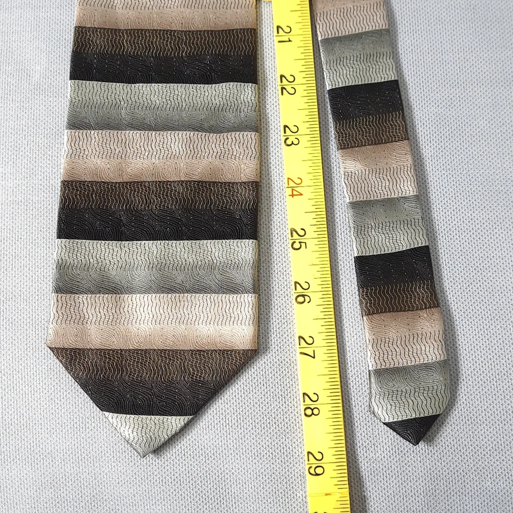 Vintage Covington Men's‎ 100% Silk Tie Stripes Brown, Beige, Green